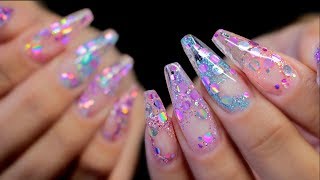 💎HARD GEL  GLASS GLITTER TIP NAILS amp CHUNKY MIX ENCAPSULATION  SARAH R💎 [upl. by Arinaid]