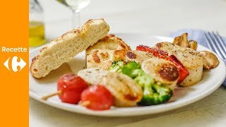 Brochettes de boudin blanc et légumes croquants [upl. by Dowdell]