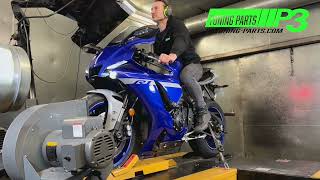 Yamaha YZF R1 ECU flash mapping P3 Tuning Akrapovic silencer and DNA filter [upl. by Daughtry306]