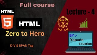 Lec4 Difference between div and span tag in HTML  Use of hr and br tag  line break tag in HTML [upl. by Raeann]