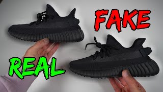 REAL VS FAKE ADIDAS YEEZY 350 V2 ONYX SNEAKER COMPARISON [upl. by Oht]