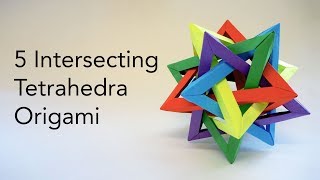 Origami 5 Intersecting Tetrahedra Tetrahedron Tutorial Designed by Thomas Hull ASMR Paper Folding [upl. by Dewain]