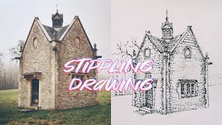 stippling drawing  how to draw use dots building [upl. by Alyahsal]