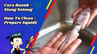 Cara Basuh  Siang Sotong  How To Clean Squid [upl. by Havot]