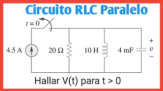 Circuito RLC en paralelo Respuesta natural sobreamortiguado ejemplo 1 [upl. by Enael621]