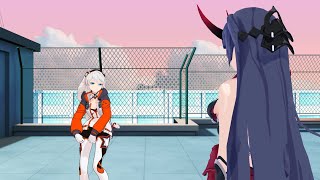 【MMD Honkai 3rd】 Kiana showing off her dance moves to Mei [upl. by Ennairej363]