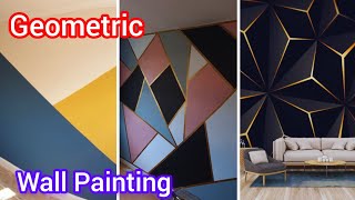 Wall Painting Design  Geometric Wall Painting home decor Interior Design ideas [upl. by Akirdnwahs342]