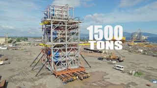 PhilippinesRavago 1500 Tons Refinery Module LoadoutSPMT SPT Multiaxle Cranes Rent Hire [upl. by Batsheva]