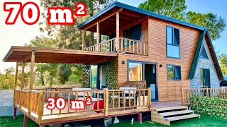 70 m² Ağaç Ev Turu ve Fiyatı  Tiny House değil Büyük Ahşap Ev  Wood House Her İle Teslim [upl. by Nibor]