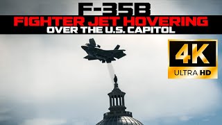 An F35B Lightning II fighter jet is seen hovering over the US Capitol today in Washington DC [upl. by Attekram]