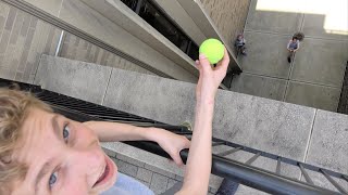 Catching Tennis Balls from Basketball STADIUM  Thats Amazing [upl. by Ahsille]