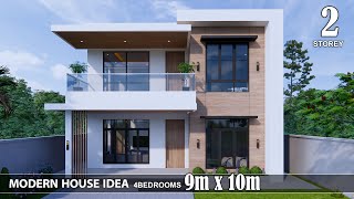 Modern House Design idea  9m x 10m 2Storey4Bedrooms [upl. by Eniale]