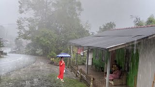 Walking in the rain of Great Thunder in the village Red soil  Hypnotized Weather and calming [upl. by Fausta429]