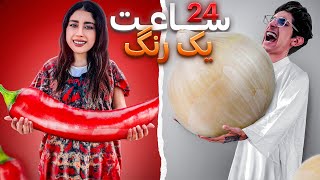 24 ساعت با هر رنگی که فالوورام گفتن زندگی کردیم 🌶️ چالش یک روز یک رنگ [upl. by Zeph]