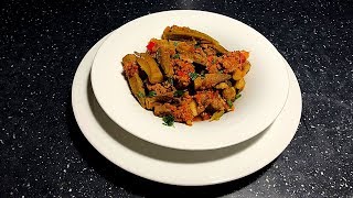 Bamje në Tavë me Mish të Grirë  OKRA with MINCED MEAT [upl. by Ensign421]