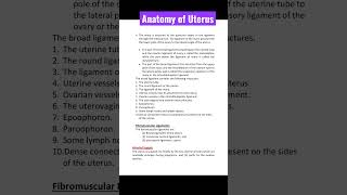 Study Notes Anatomy of Uterus education educational nursing study studynotes exam [upl. by Araet791]