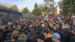 Protesters in Georgia occupy Abkhazias regional parliament [upl. by Minton506]