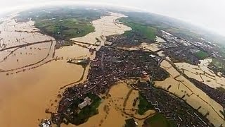 Aerial video of the flooding in Gloucestershire and Worcester [upl. by Warrick617]