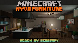 Furniture Addon MCPE  Craftable Hyva Furniture Custom Block  Minecraft Mod Showcase [upl. by Yentruocal]