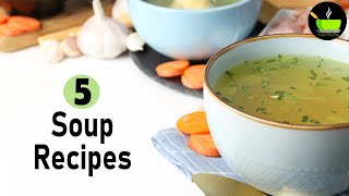 5 Healthy Soup Recipes Vegetarian  Top 5 Veg Soups  Easy Soup Recipes  Winter Special Recipes [upl. by Anyrb620]