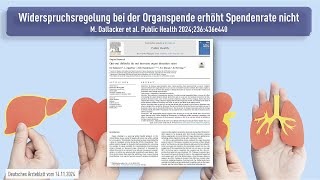 Widerspruchsregelung bei der Organspende erhöht Spendenrate nicht [upl. by Aramat616]