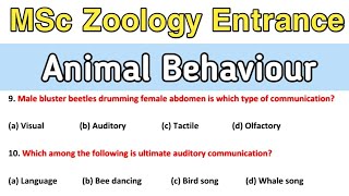 Animal Behaviour MCQ  MSc Zoology Entrance Exam Preparation  Most Important Questions [upl. by Sinclare]