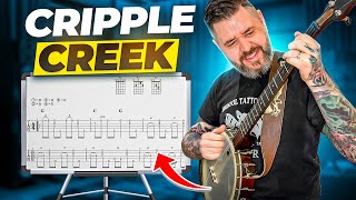 Beginner Clawhammer Banjo Lesson  Cripple Creek Tutorial with tab [upl. by Sanders]