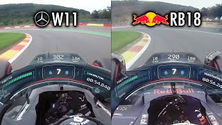 RB18 vs W11 in Spa  2 of the most dominant F1 cars ever [upl. by Airalednac]