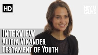 Alicia Vikander Interview  Testament of Youth [upl. by Melda623]