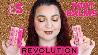 NEW REVOLUTION POUT BALMS LIP SWATCHES AND FULL REVIEW  LIPSTICK LIZZIE [upl. by Chappy161]