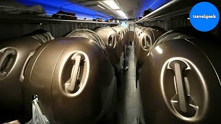 Trying Japans Sleeping Pod Overnight Bus from Osaka to Tokyo  DOME [upl. by Ibmat]