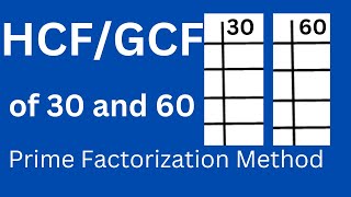 Find HCF of 30 and 60 by Prime Factorization Method [upl. by Nuahsed]