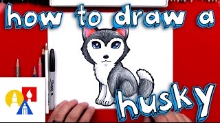 How To Draw A Cartoon Husky [upl. by Rosenzweig]