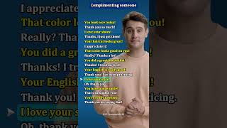 Complimenting Someone  English Conversation  Practice with Responses shrots [upl. by Akenihs]