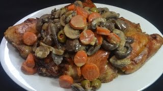 Receta de pollo con champiñones  Pollo con hongos [upl. by Lipscomb816]