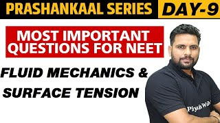 FLUID MECHANICS amp SURFACE TENSION PART2  Most Important Questions For NEET  Prashankaal Series [upl. by Siraj]