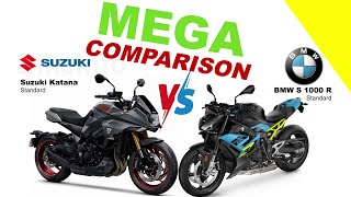 Suzuki Katana vs BMW S 1000 R  MEGA COMPARISON bikeinfo199 bikecompare [upl. by Annoyek]