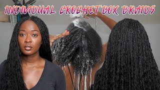 INDIVIDUAL CROCHET BOX BRAIDS ON LOOSE NATURAL HAIR [upl. by Ashli]