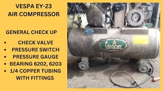 VESPA EY23 AIR COMPRESSOR 15HP GENERAL CHECK UP WITH MISSING PARTS [upl. by Matusow]