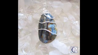 Natural Pietersite Blue and Gold Tempest Stone Pendant Necklace [upl. by Gilberte]