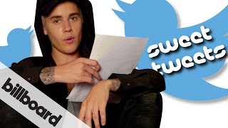 Justin Bieber reads fan Sweet Tweets  BieberOnBillboard [upl. by Aihcats]