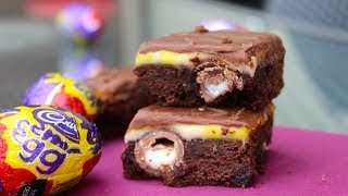 HOW TO MAKE CADBURY CREME EGG BROWNIES [upl. by Riamo]