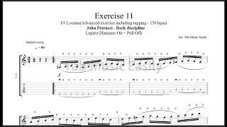 Legato Exercise Exercise 11  Hammer on amp Pull off F Locrian John Petrucci  Rock discipline [upl. by Tymes]