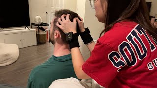 NEW MIC ASMR Tingly Head Massage Scratching amp Brushing For My Husband [upl. by Namzed246]