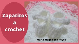 Cómo tejer zapatitos escarpines tejidos a Crochet Presilla y botón forrado 🌺🌻 [upl. by Rimma]