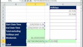 Excel Magic Trick 533 DateTime Calculation excluding Holidays amp Weekends [upl. by Ntsuj]