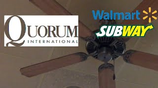 52” Quorum Capri Ceiling Fans In The Steelyard Commons Walmart Subway [upl. by Amero]