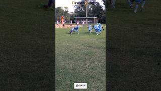 Defence 9u Atlantic Stingrays 2 Carter CMoney Roberts makes open field tackle vs River Boyz [upl. by Htaeh]