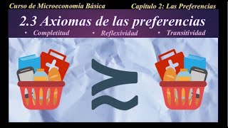 MicroBásica 23 ¿Qué son los axiomas de las preferencias Completitud Reflexividad Transitividad [upl. by Ellary898]