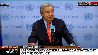 RussiaUkraine  UN Secretary General Antonio Guterres makes a statement on the conflict [upl. by Nelleeus]